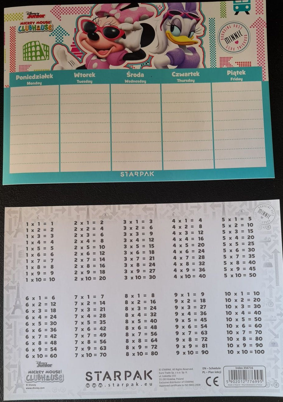 Agenda - Table de multiplication - Minnie