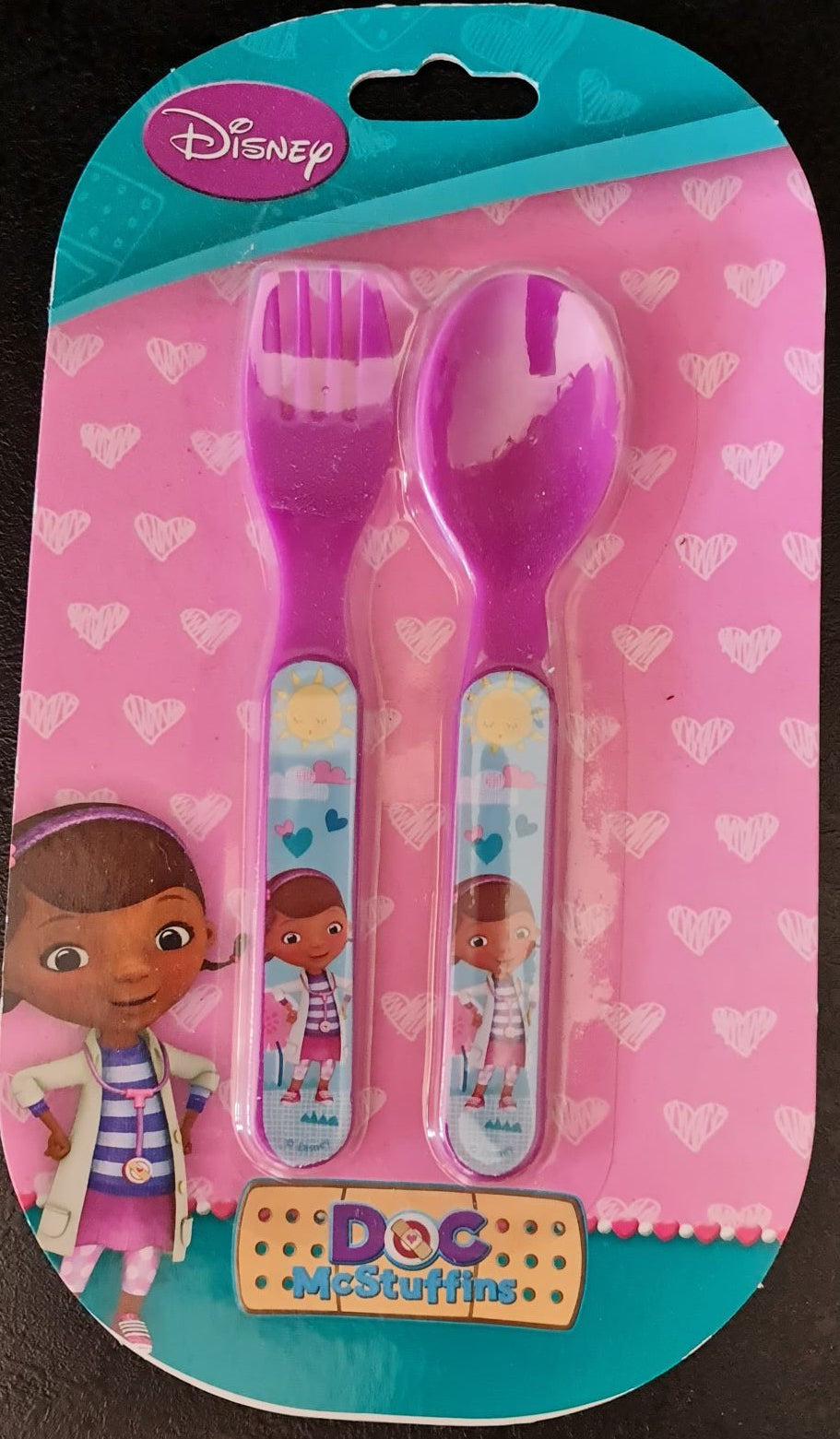 Set de 2 couverts plastique - Dc la peluche