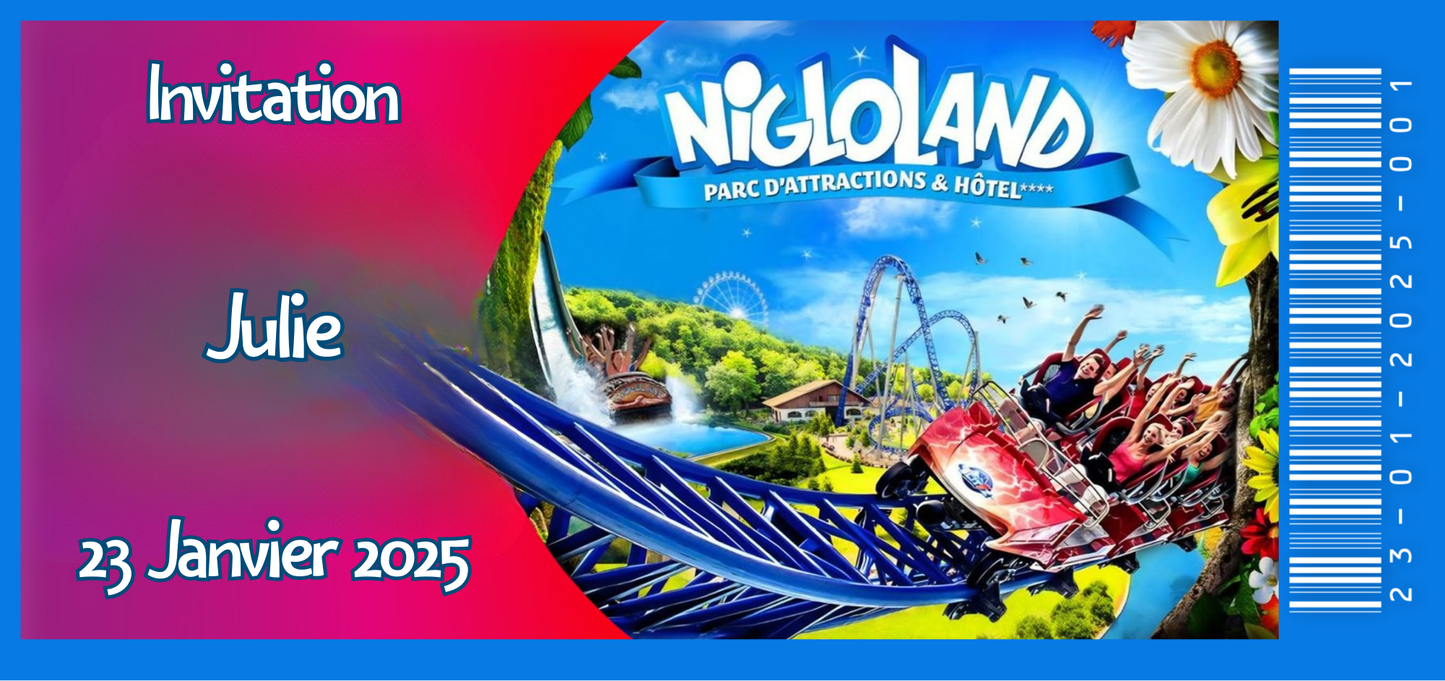 Billet Surprise - Parc Nigloland (Version 2)