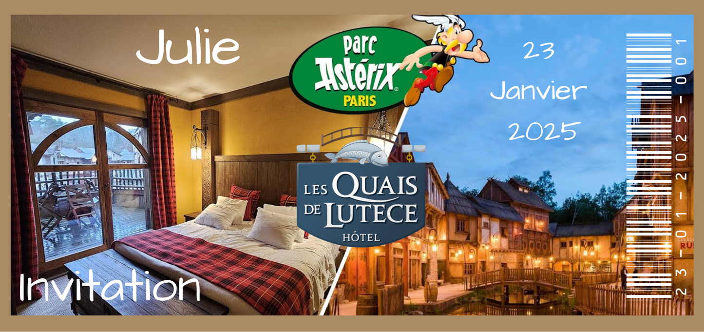 Billet Surprise - Hôtel Astérix - Les quais de lutèce