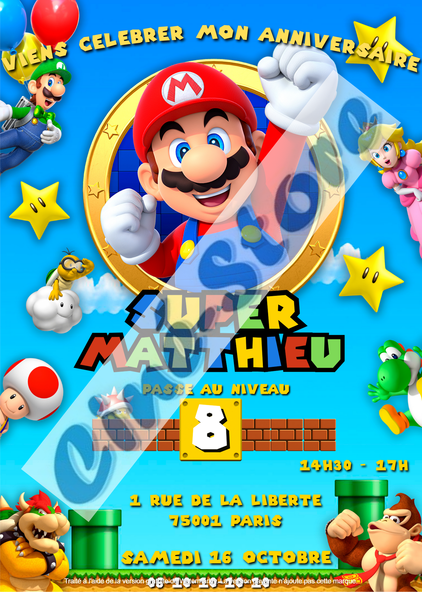 Carte d'invitation - Mario