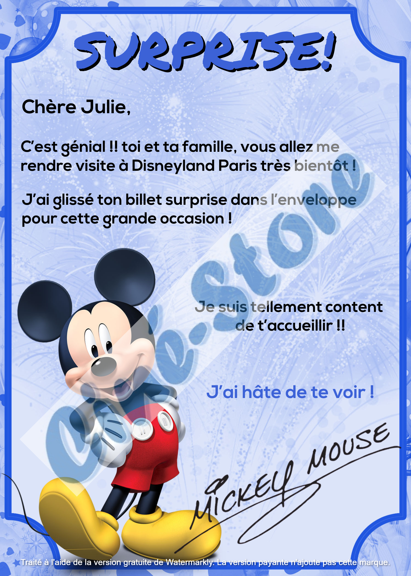 Lettre Surprise - Mickey
