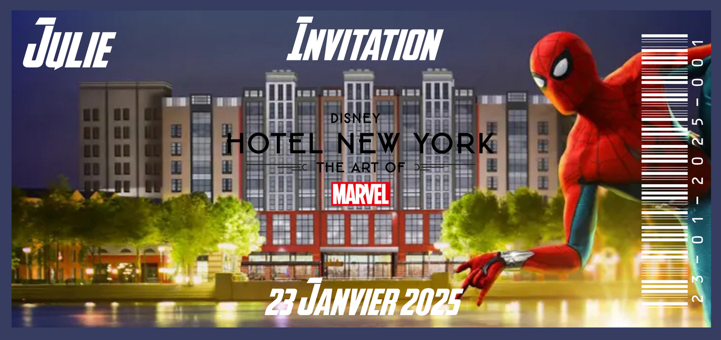 Billet Surprise - Hôtel Disney - New York Art of Marvel