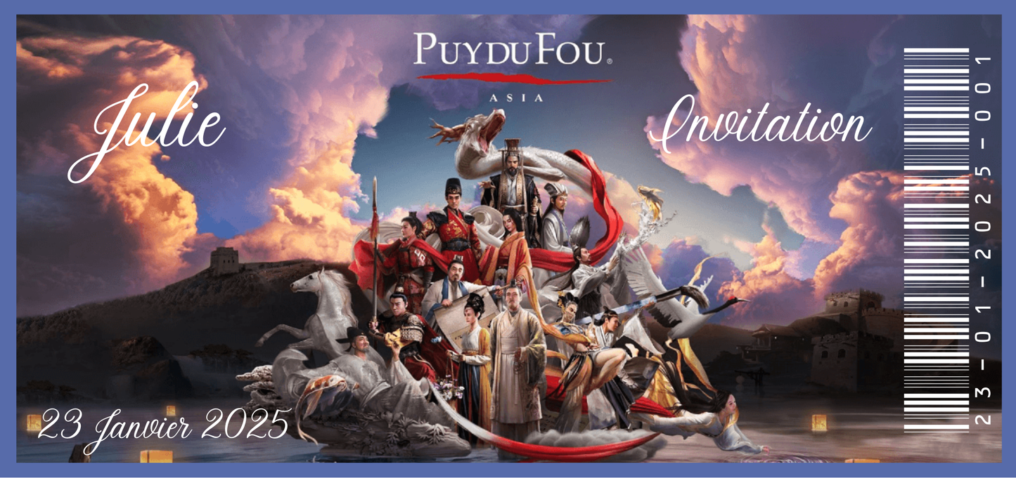 Billet Surprise - Puy du fou (Asie)