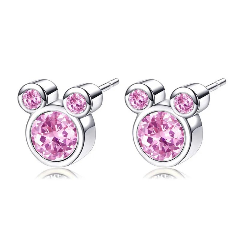 Boucles d'oreilles Disney - Tête Mickey (Couleur ARGENT / VIOLET)