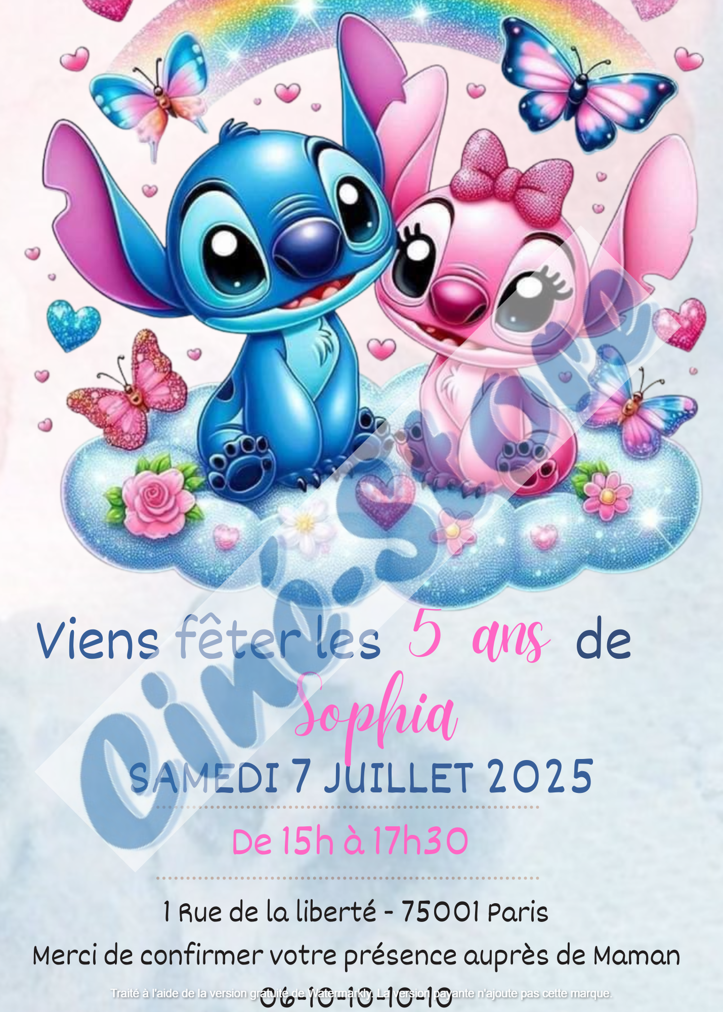 Carte d'invitation - Stitch