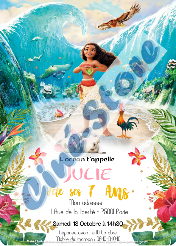 Carte d'invitation - Vaiana