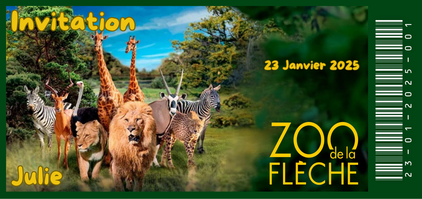 Billet Surprise - Zoo de la flêche