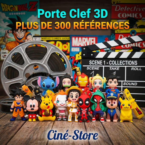 Collection de porte-clés 3D cinéma, manga et pop culture