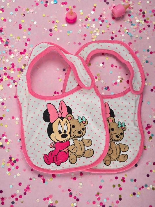 Bavoir Minnie (V1) (Contours Rose)