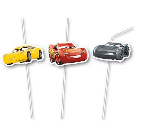 Lot de 6 pailles 3D - Cars 3