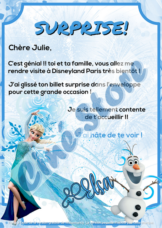 Lettre Surprise - Elsa