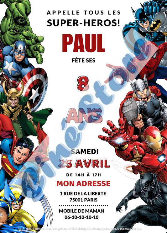 Carte d'invitation - Marvel