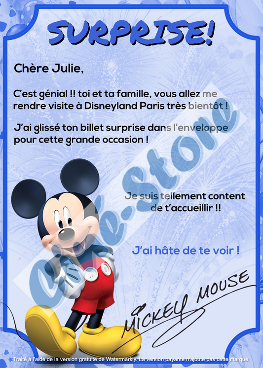 Lettre Surprise - Mickey