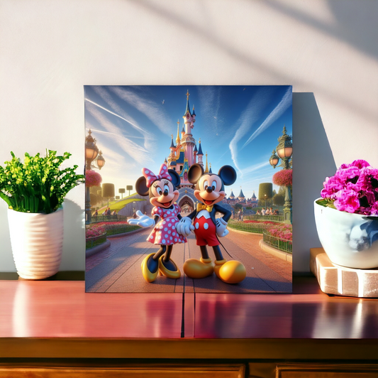 Canvas coton - Mickey et Minnie à Disneyland