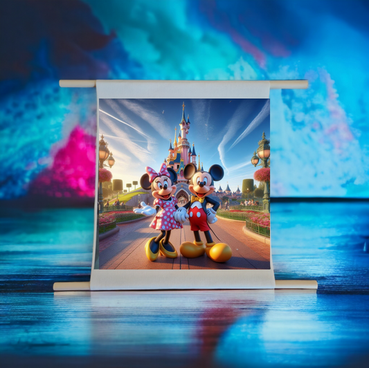 Parchemin Canvas coton - Mickey et Minnie à Disneyland