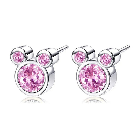 Boucles d'oreilles Disney - Tête Mickey (Couleur ARGENT / VIOLET)