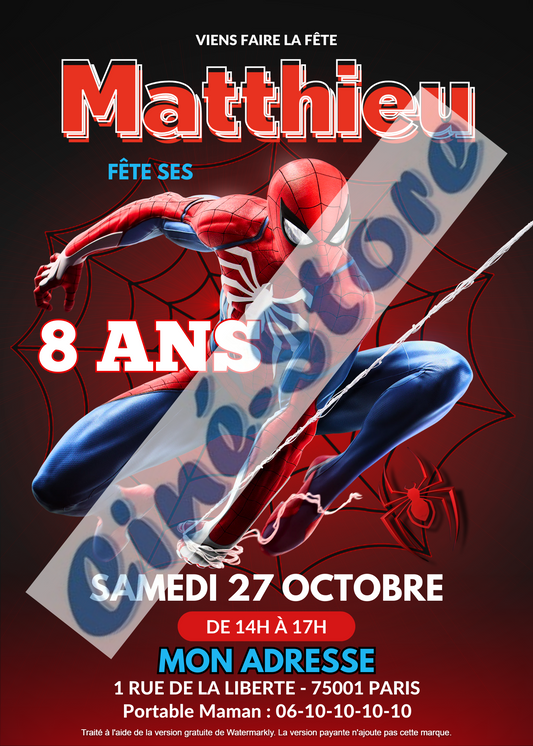 Carte d'invitation - Spiderman