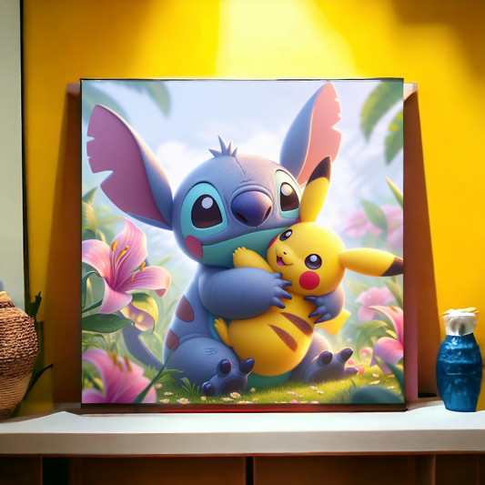 Canvas coton - Stitch et Pikachu